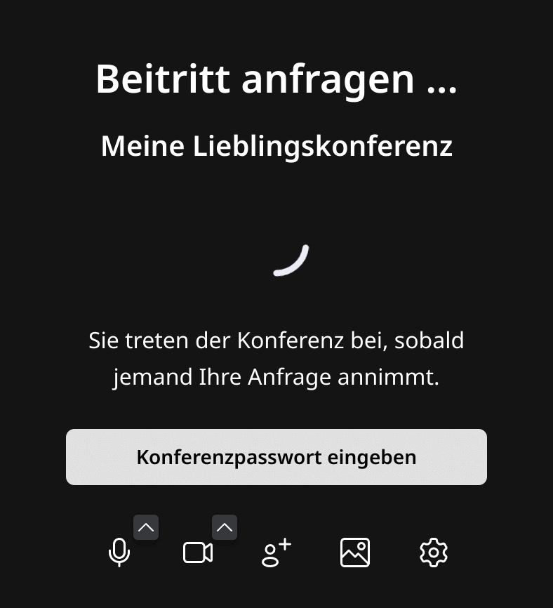 Beitreten zur Videokonferenz und Warten auf Einlass